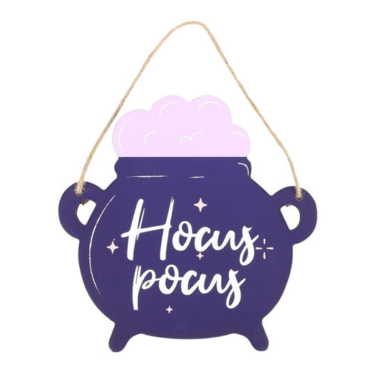 Hocus Pocus Cauldron Shaped Hanging Sign N/A