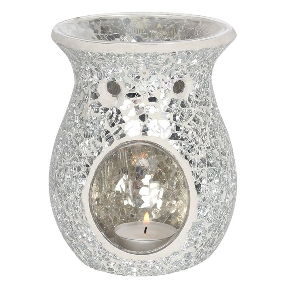 Large Silver Crackle Oil Burner N/A