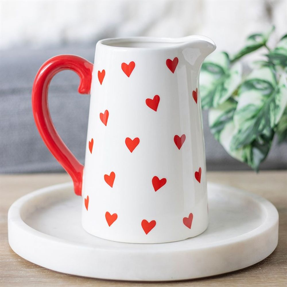 Heart Print Ceramic Flower Jug N/A