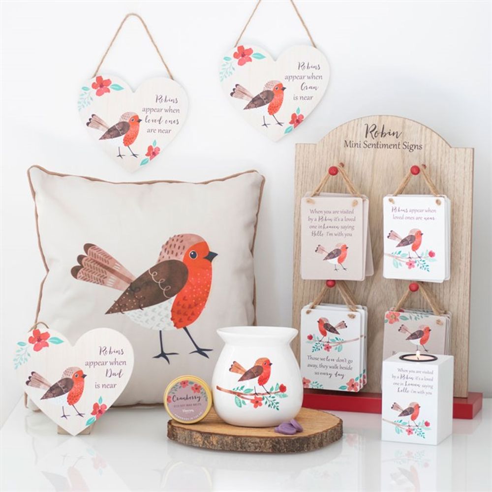 Loved Ones Winter Robin Hanging Heart Sign N/A