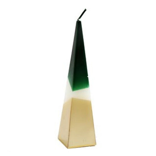 20cm Green and Gold Pyramid Candle N/A