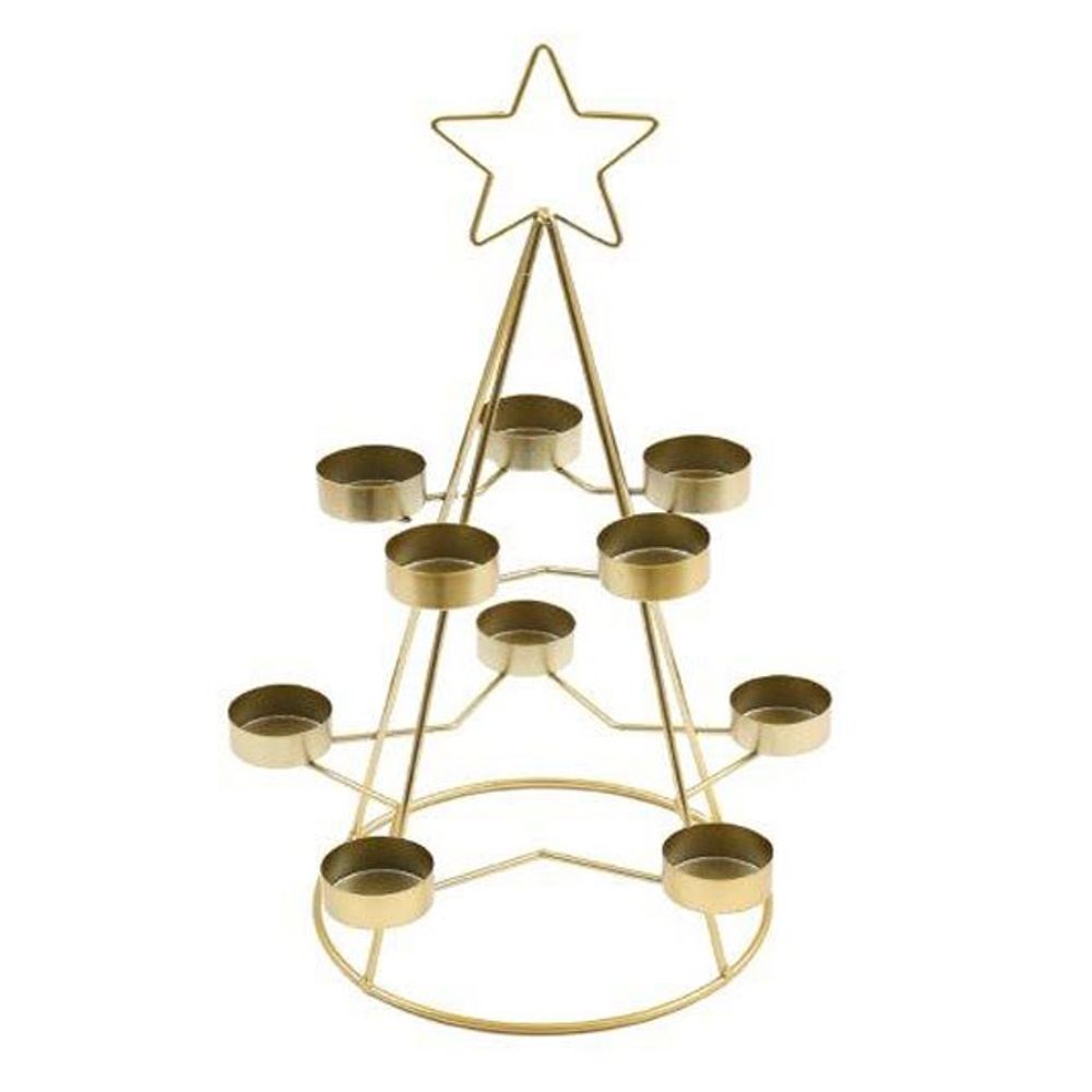 35cm Gold Star Multi Tealight Candle Holder N/A