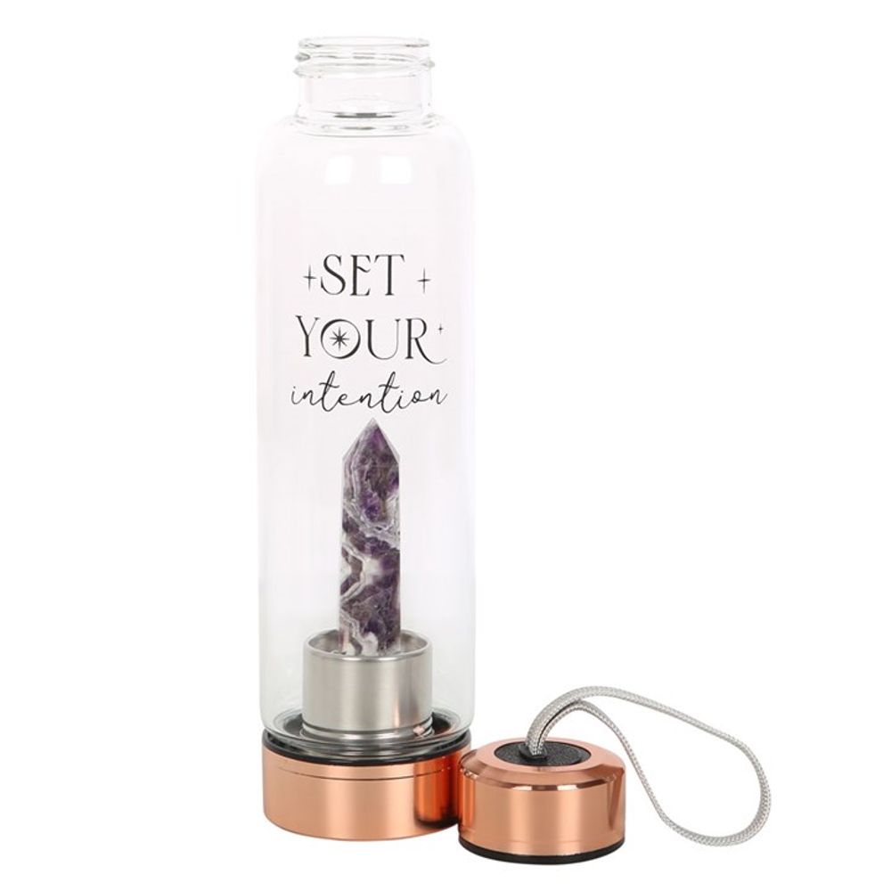 Amethyst Set Your Intention Glass Water Bottle N/A