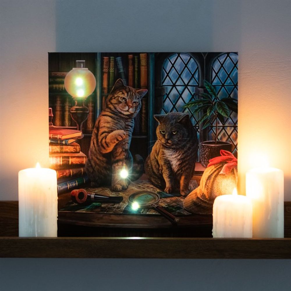 Purrlock Holmes Light Up Canvas Plaque by Lisa Parker N/A