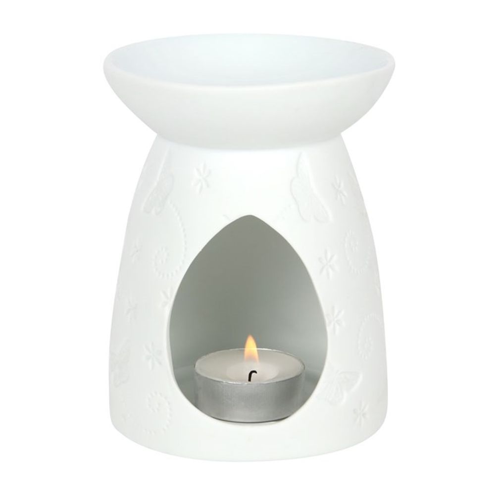 White Ceramic Butterfly Oil Burner N/A