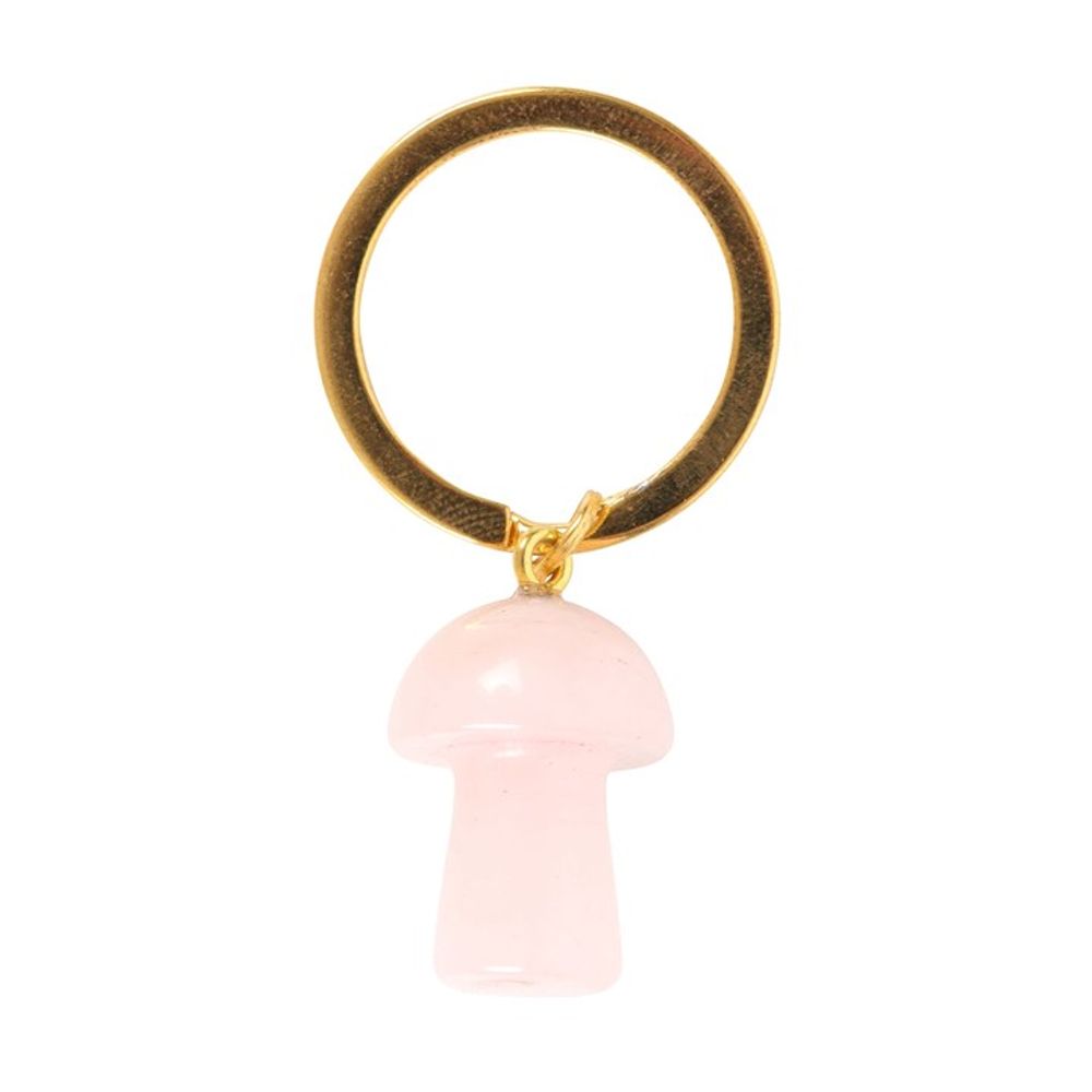 Rose Quartz Crystal Mushroom Keyring N/A