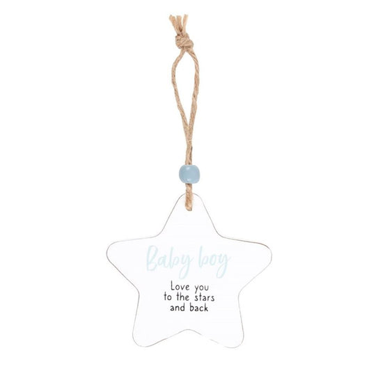 Baby Boy Hanging Star Sentiment Sign N/A