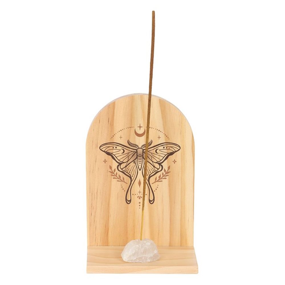 Natural Luna Moth Wooden Incense Holder Shelf N/A