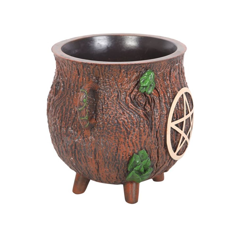 Pentagram Bark Effect Resin Cauldron Plant Pot N/A