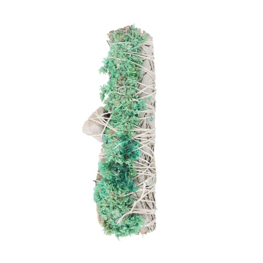 6in Ritual Wand Smudge Stick with White Sage, Abalone and Quartz N/A