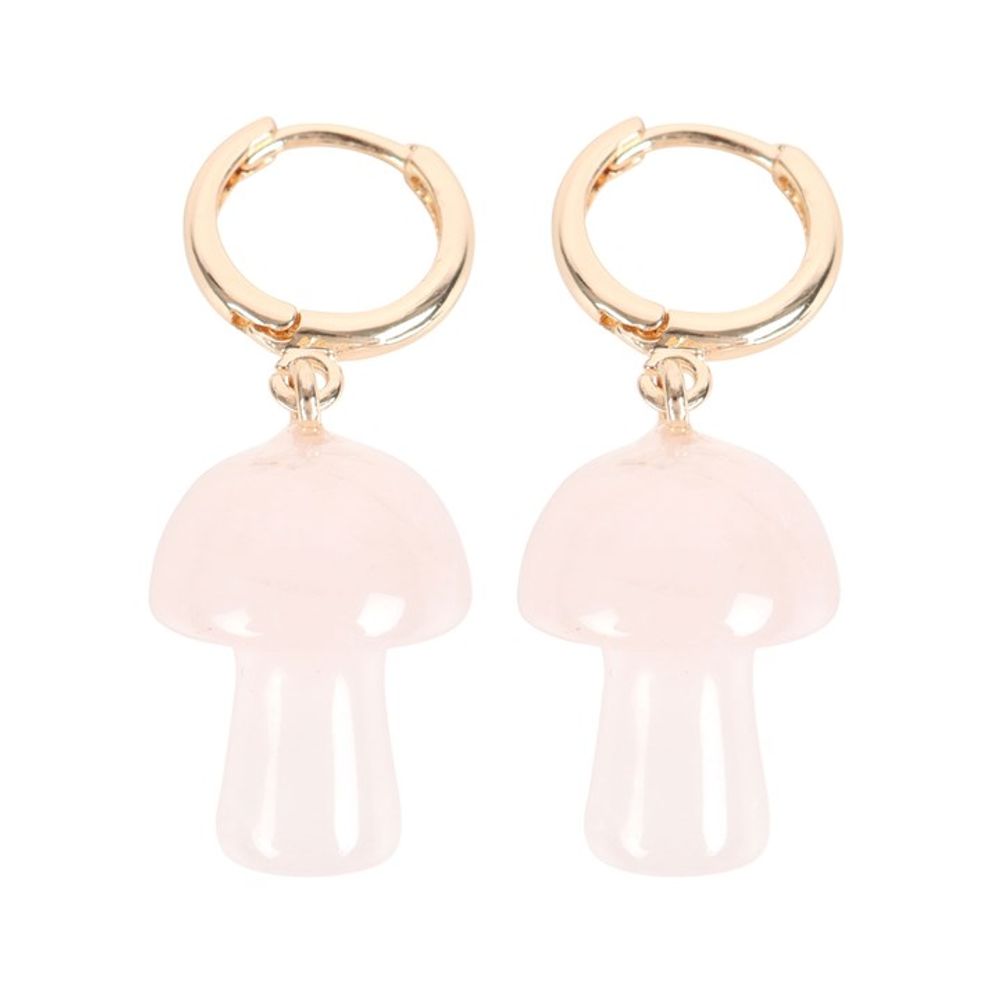 Rose Quartz Crystal Mushroom Earrings N/A