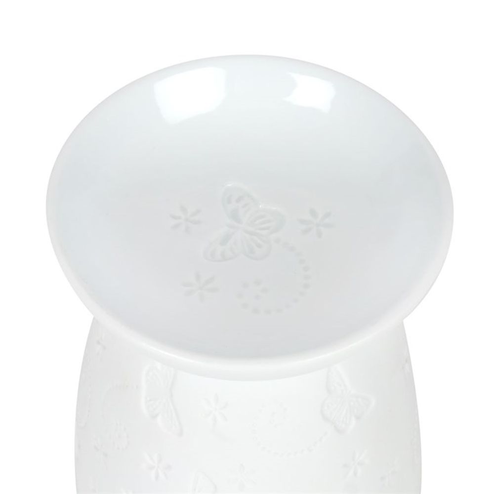 White Ceramic Butterfly Oil Burner N/A