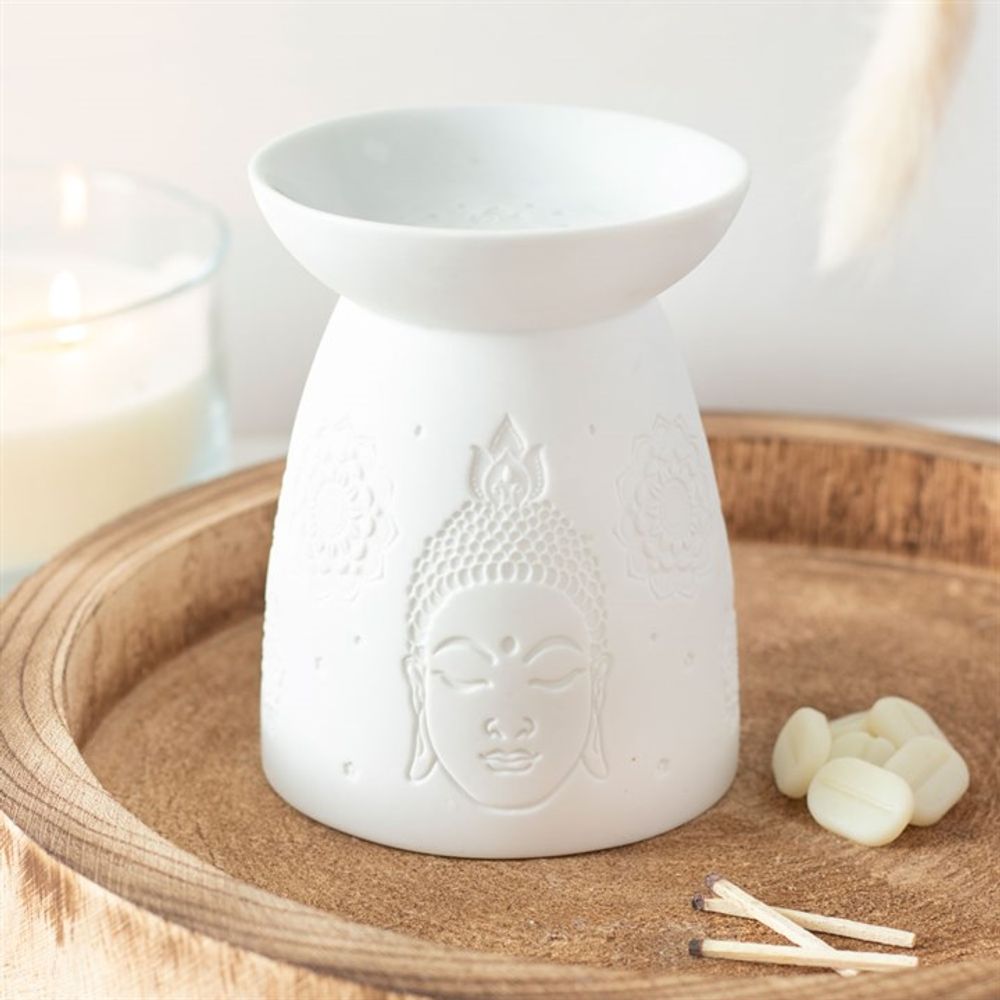 White Ceramic Buddha Face Oil Burner N/A