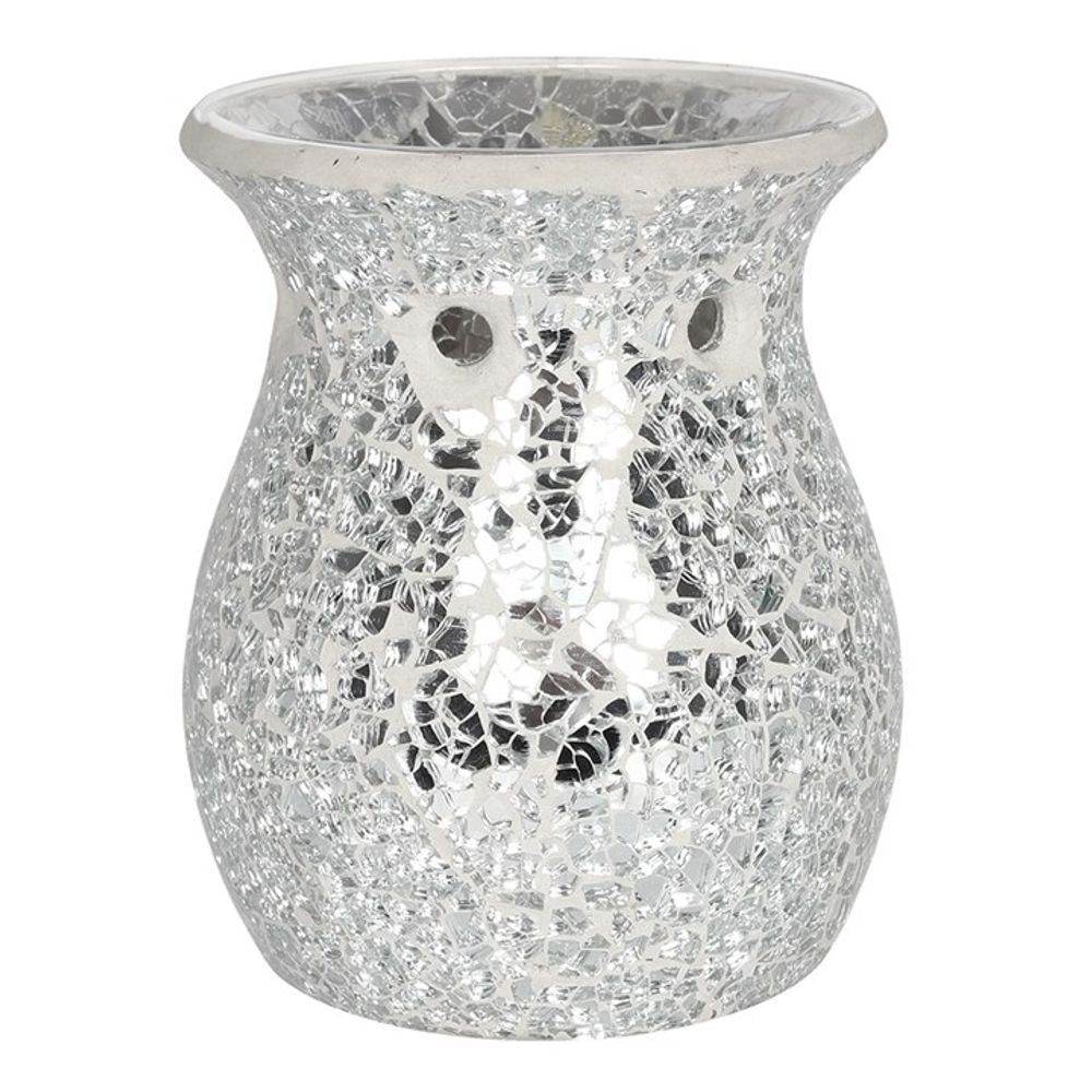 Large Silver Crackle Oil Burner N/A