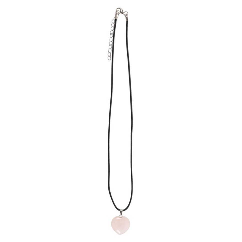 Rose Quartz Healing Crystal Heart Necklace N/A