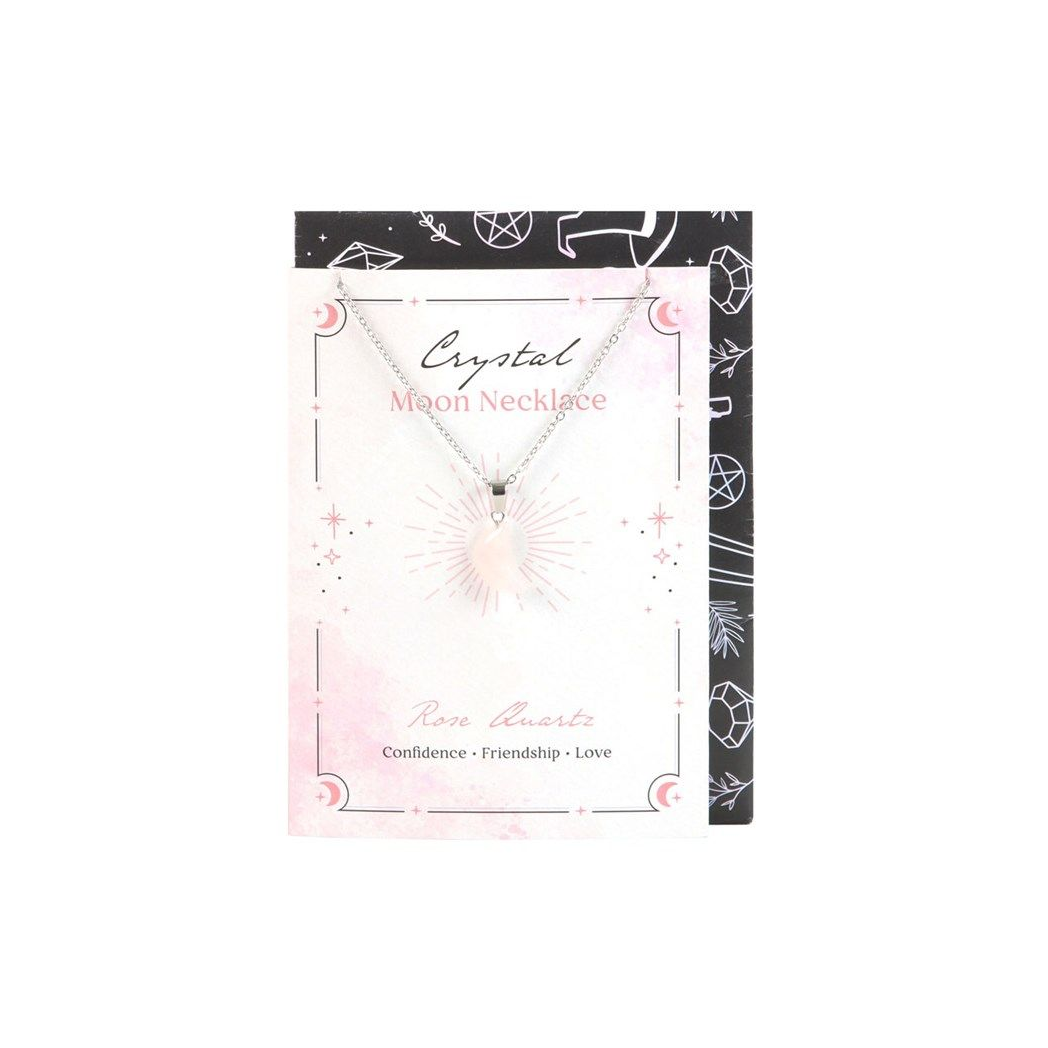 Rose Quartz Crystal Moon Necklace on Greeting Card N/A