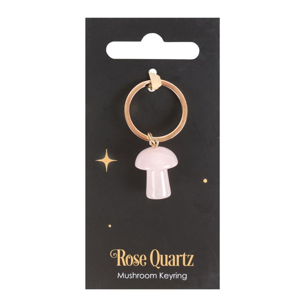 Rose Quartz Crystal Mushroom Keyring N/A