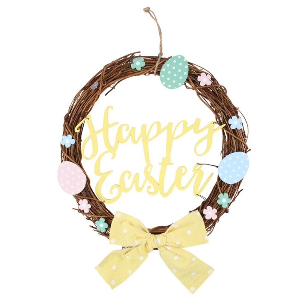 30cm Happy Easter Willow Wreath N/A