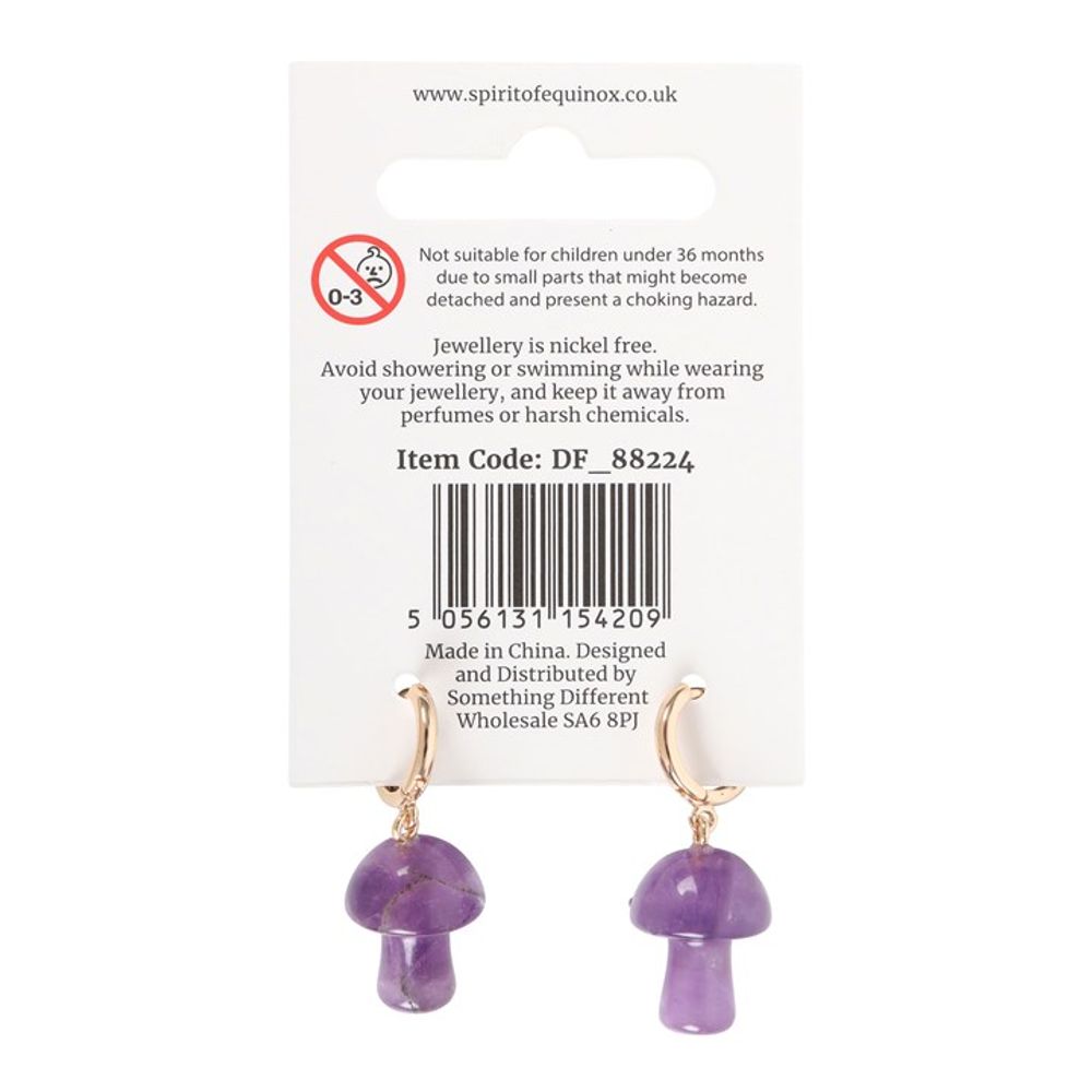 Amethyst Crystal Mushroom Earrings N/A