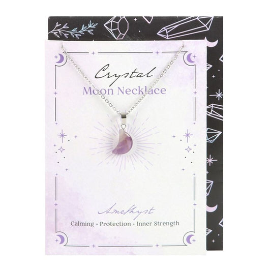 Amethyst Crystal Moon Necklace on Greeting Card N/A