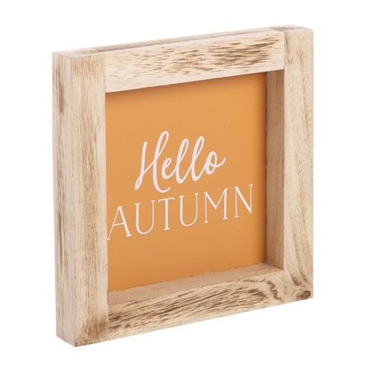 Orange Hello Autumn Wooden Frame Sign N/A