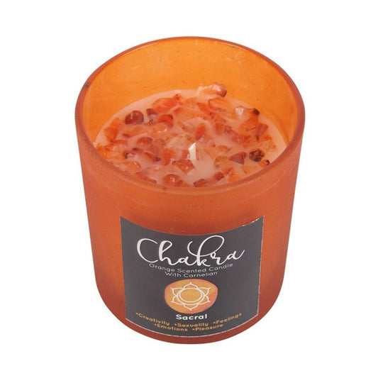 Sacral Chakra Orange Crystal Chip Candle N/A