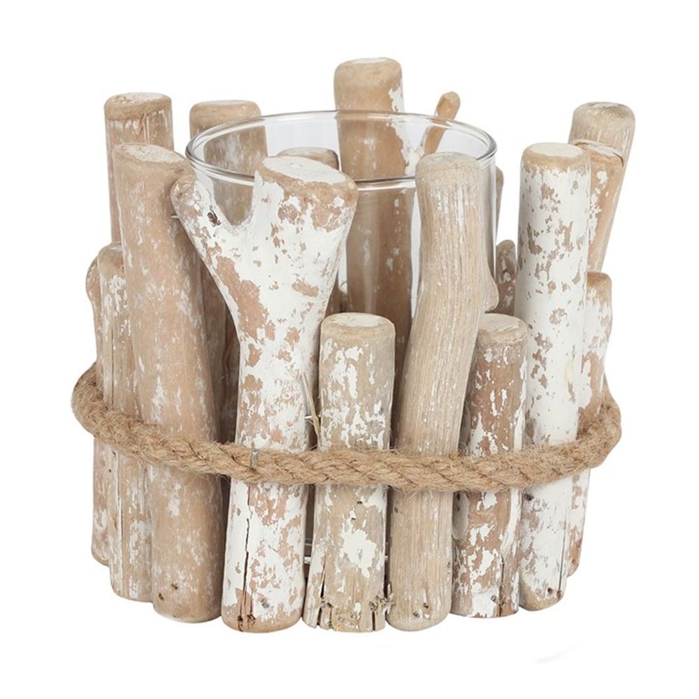 White Washed Driftwood Candle Holder N/A