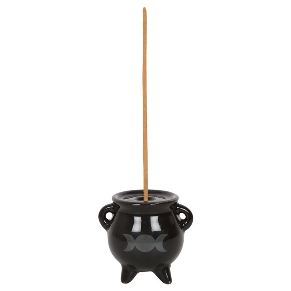 Triple Moon Cauldron Ceramic Incense Holder N/A