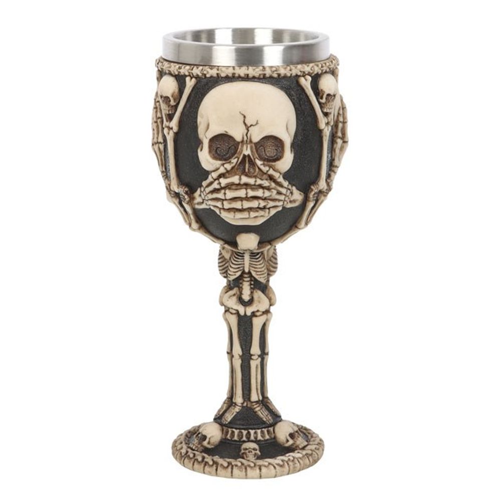 Resin See, Hear, Speak No Evil Skeleton Goblet N/A