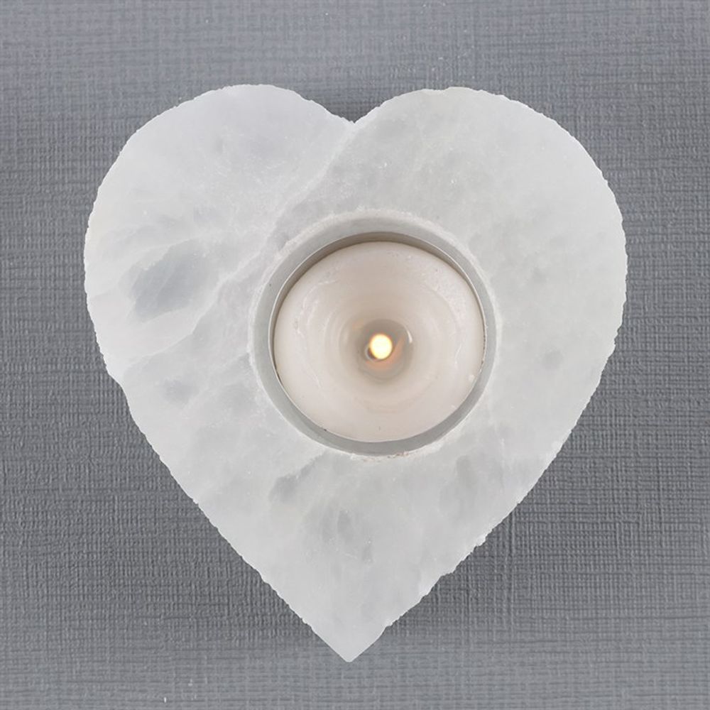 Selenite Heart Tealight Holder N/A