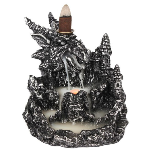 Silver Dragon Backflow Incense Burner With Light N/A