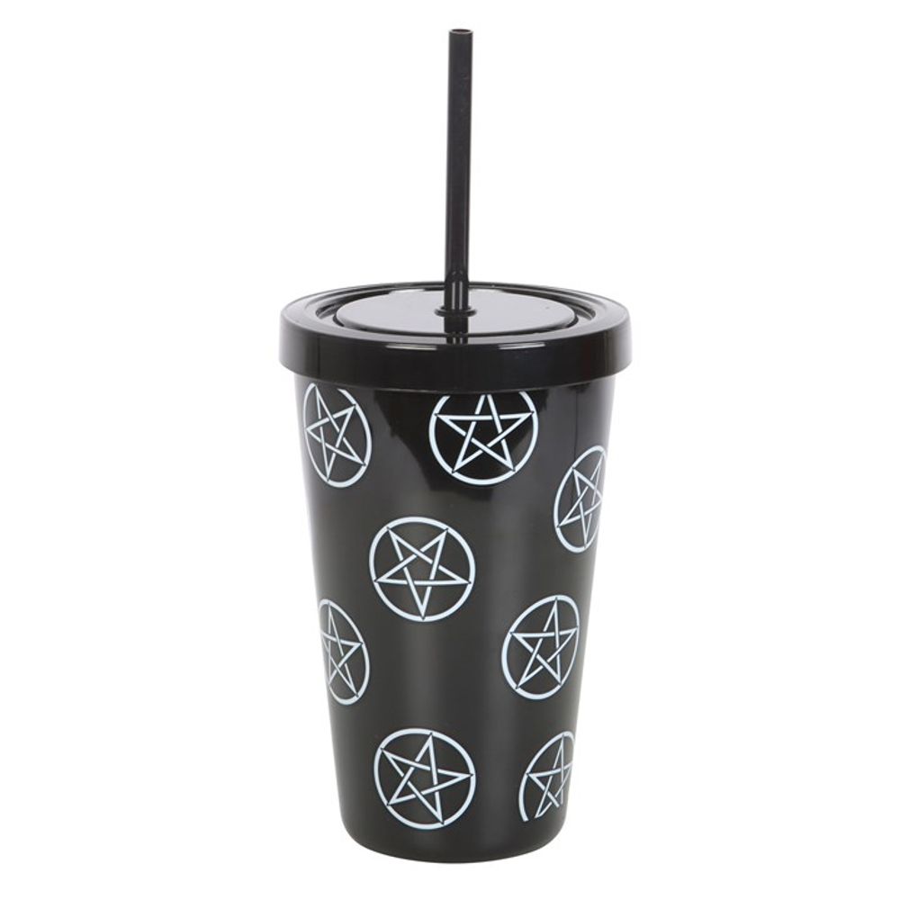 Pentagram Plastic Tumbler with Straw N/A