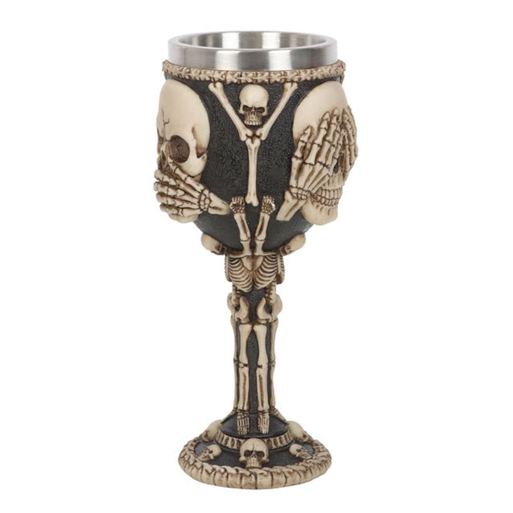 Resin See, Hear, Speak No Evil Skeleton Goblet N/A