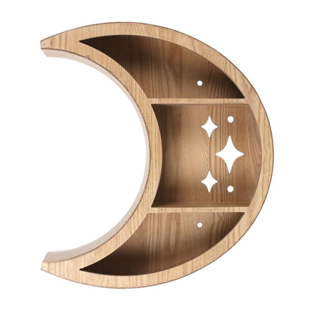 Wooden Crescent Moon Wall Shelf N/A