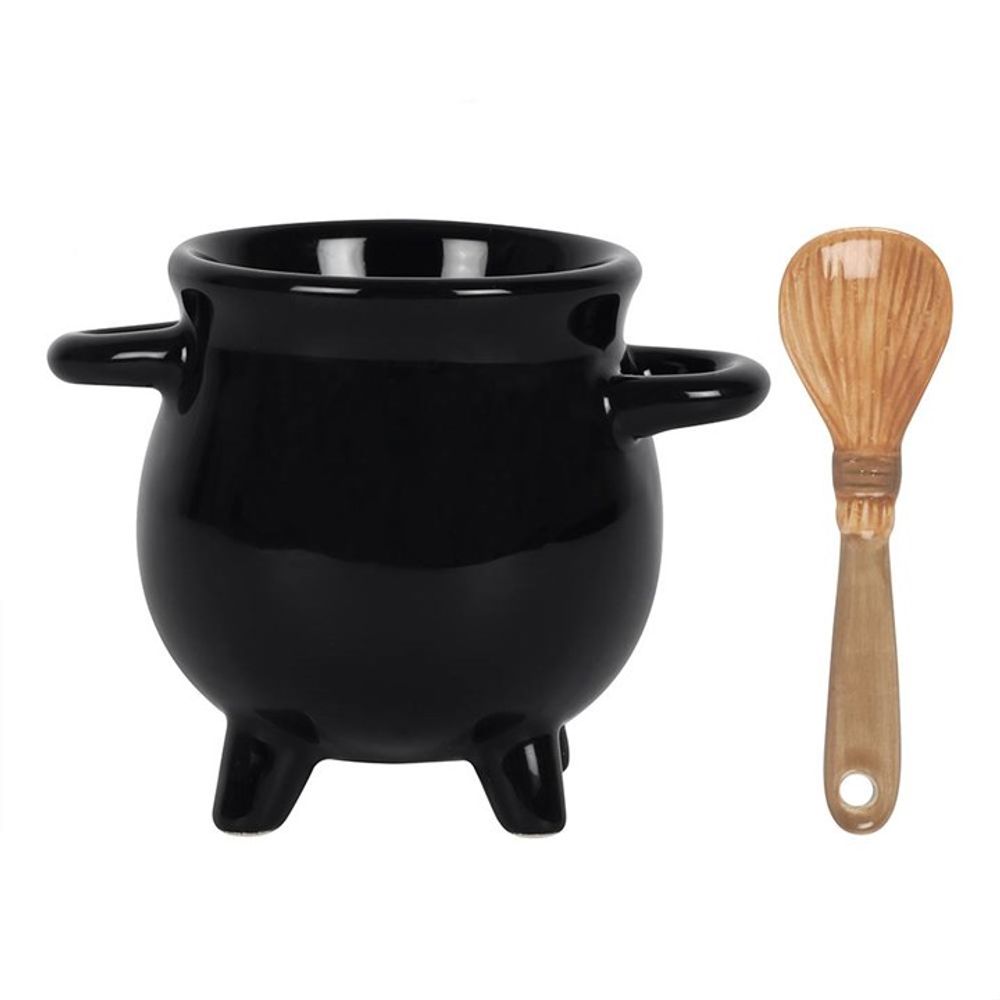 Cauldron Egg Cup with Broom Spoon N/A