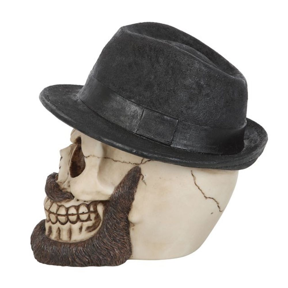 Skull Ornament with Trilby Hat N/A