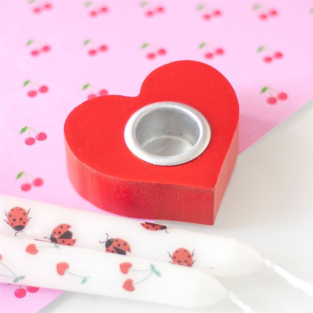 Red Heart Taper Candle Holder N/A