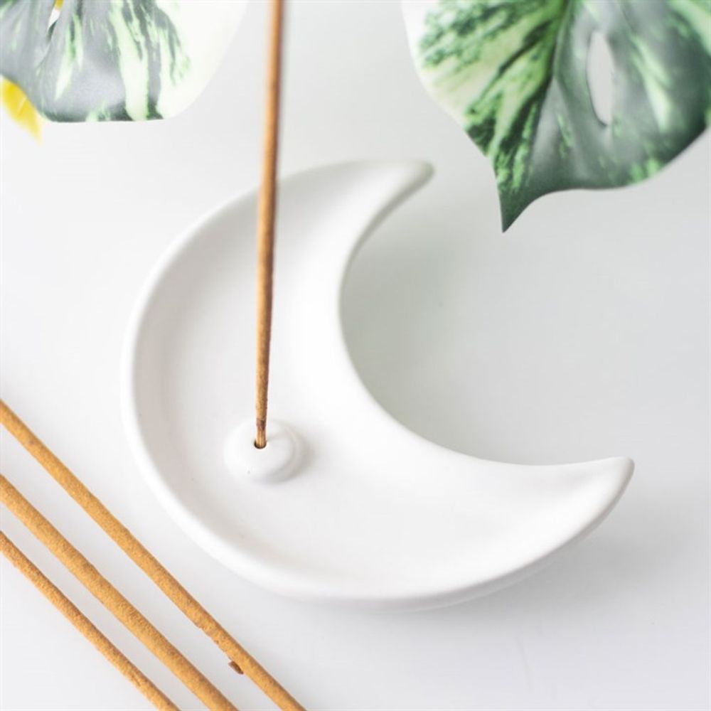 White Crescent Moon Incense Stick Holder N/A