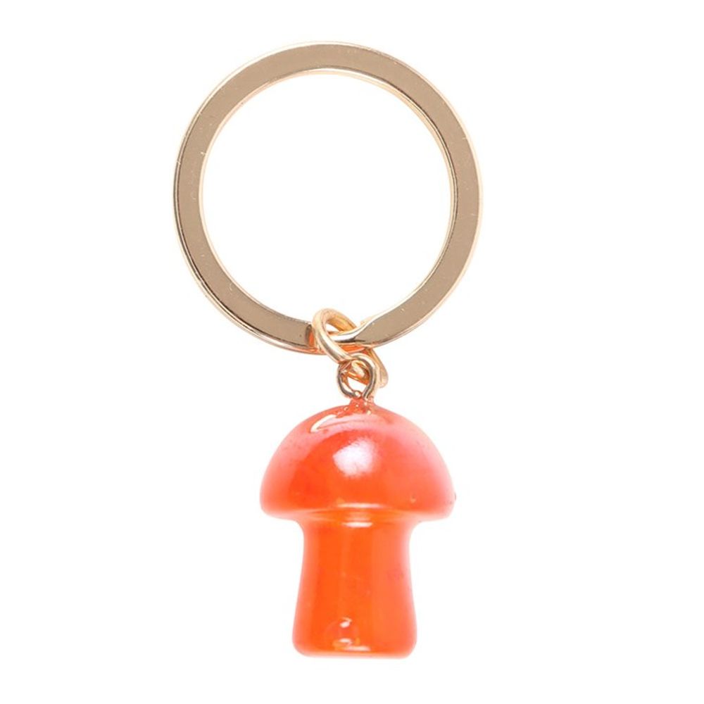 Orange Aura Crystal Mushroom Keyring N/A