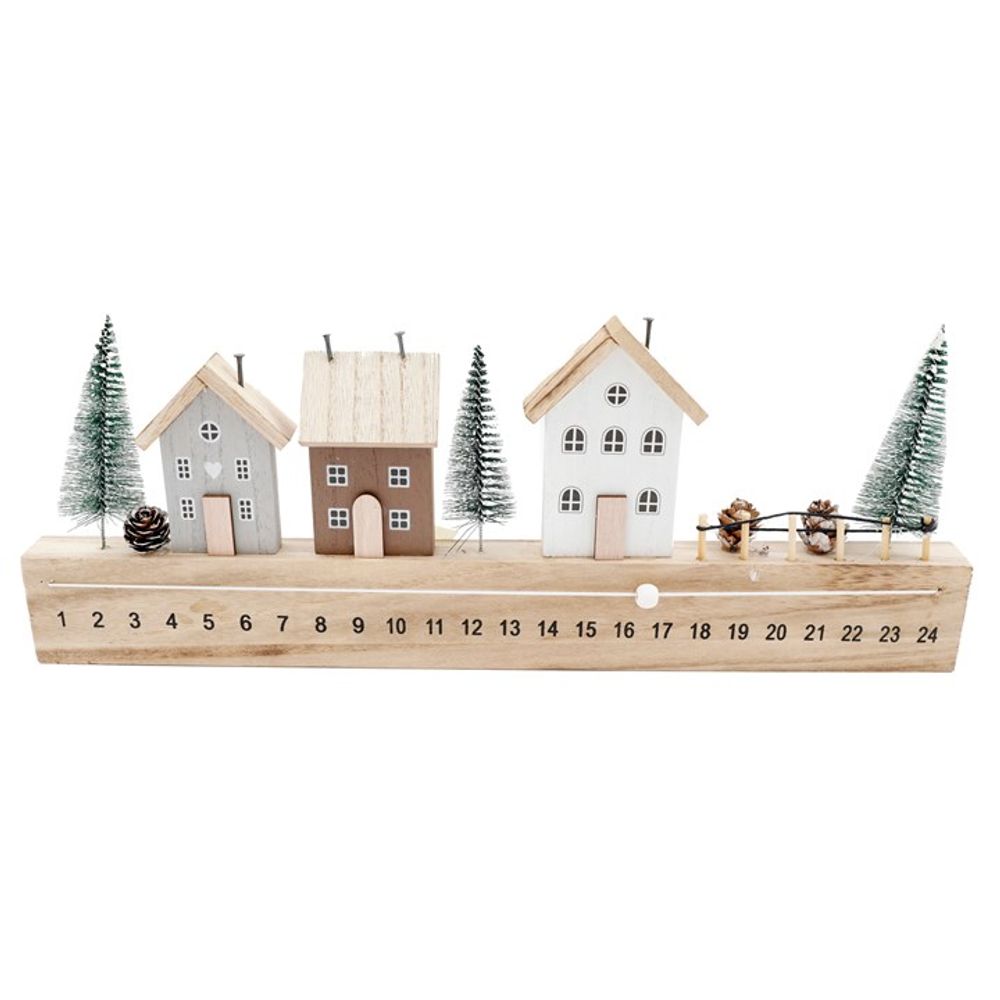 Wooden House Advent Calendar with Trees N/A