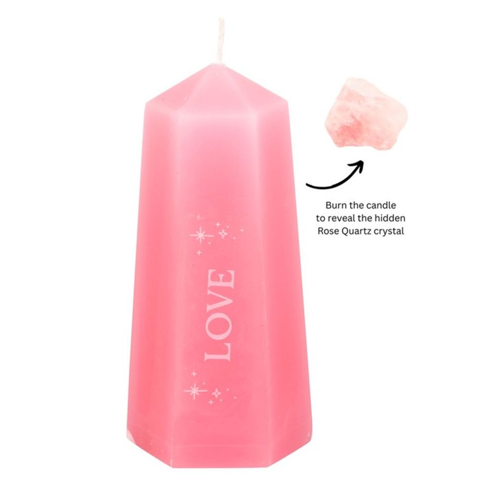 Love Crystal Candle with Rough Rose Quartz N/A