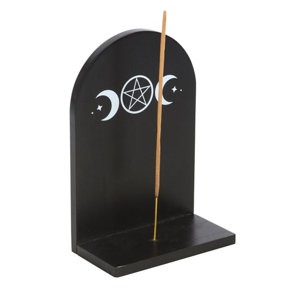 Black Triple Moon Incense Holder Shelf N/A