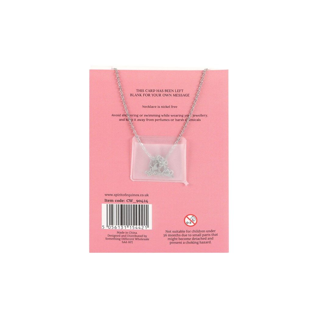 Rose Quartz Crystal Moon Necklace on Greeting Card N/A