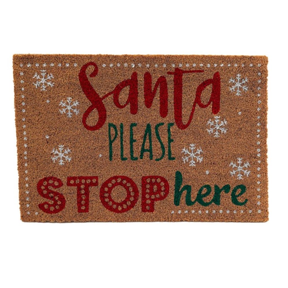 Natural Santa Stop Here Doormat N/A