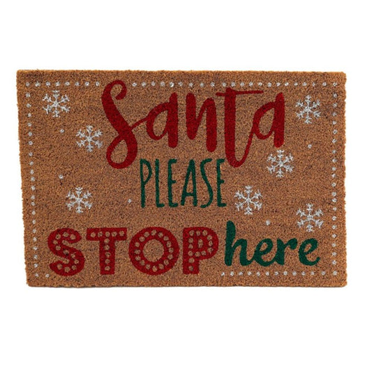 Natural Santa Stop Here Doormat N/A