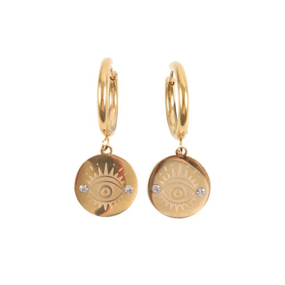 Gold Toned All Seeing Eye Earrings N/A