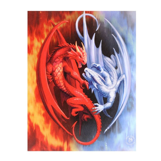 19x25cm Fire and Ice Canvas Plaque by Anne Stokes N/A