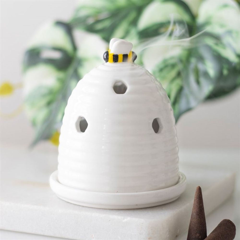 White Beehive Incense Cone Holder N/A