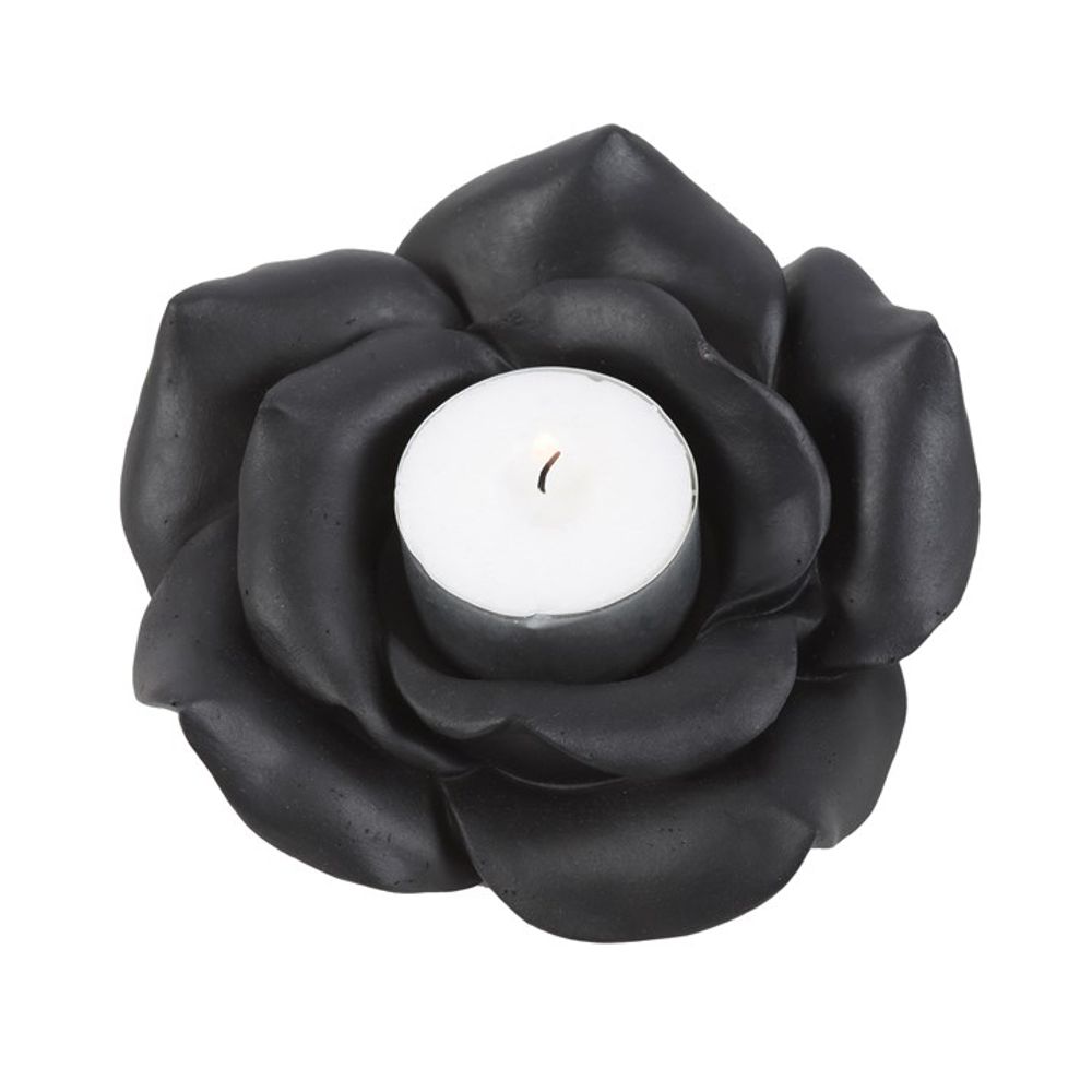 Black Rose Resin Tealight Candle Holder N/A