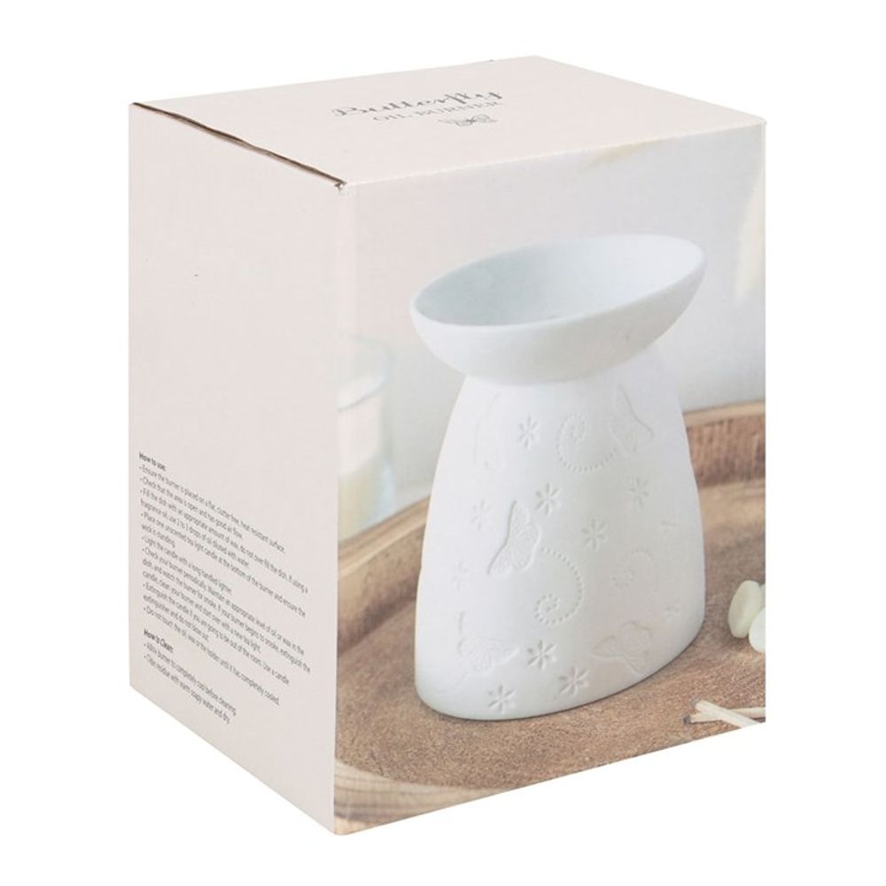 White Ceramic Butterfly Oil Burner N/A